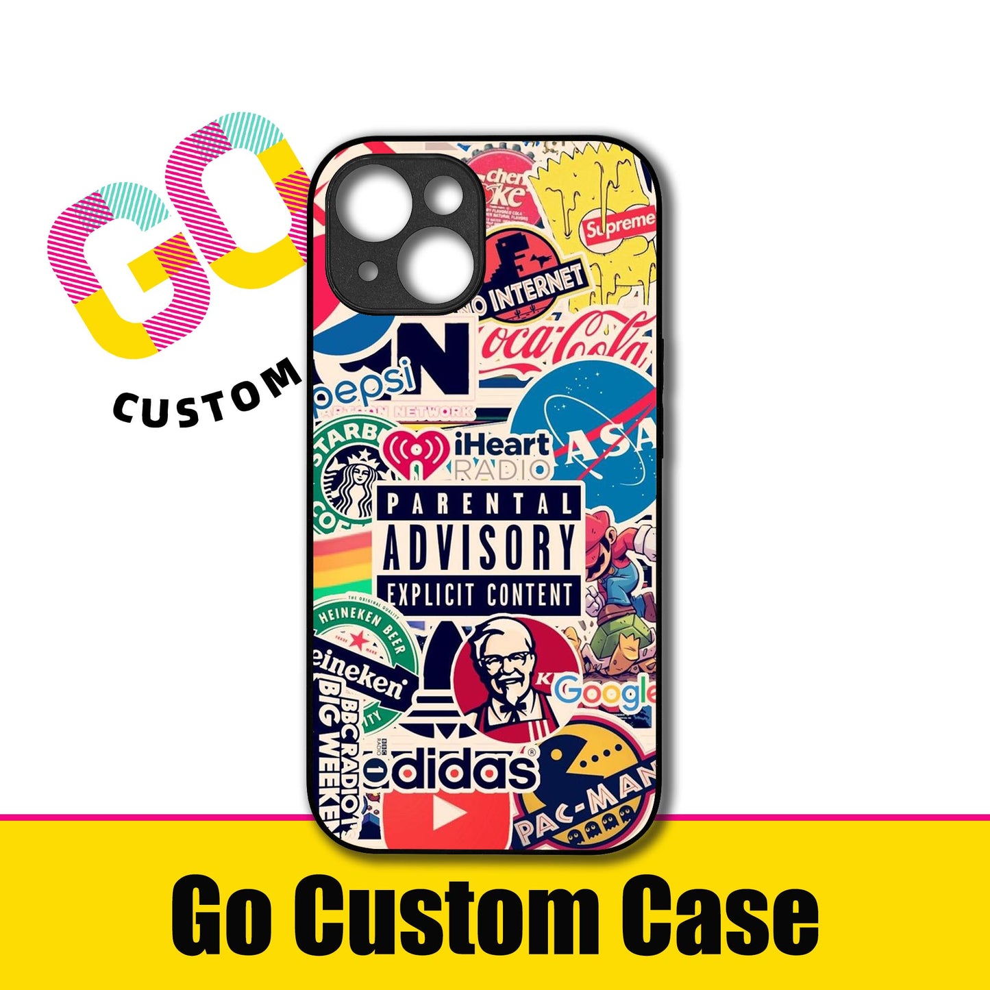Vintage Sticker Bomb Logo Collage Phone Case - Customizable for iPhone 17/16/15/14/13/12/11/Samsung S25/24/23 | Streetwear Protective Cover (472408)
