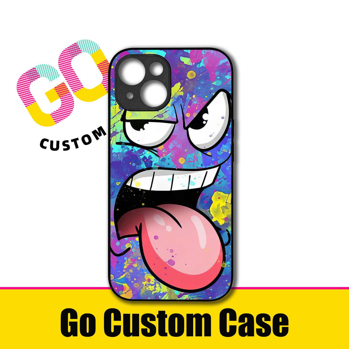 Crazy Cartoon Face Paint Splatter Phone Case - Customizable for iPhone 17/16/15/14/13/12/11/Samsung S25/24/23 | Bold Graffiti Protective Cover (480307)
