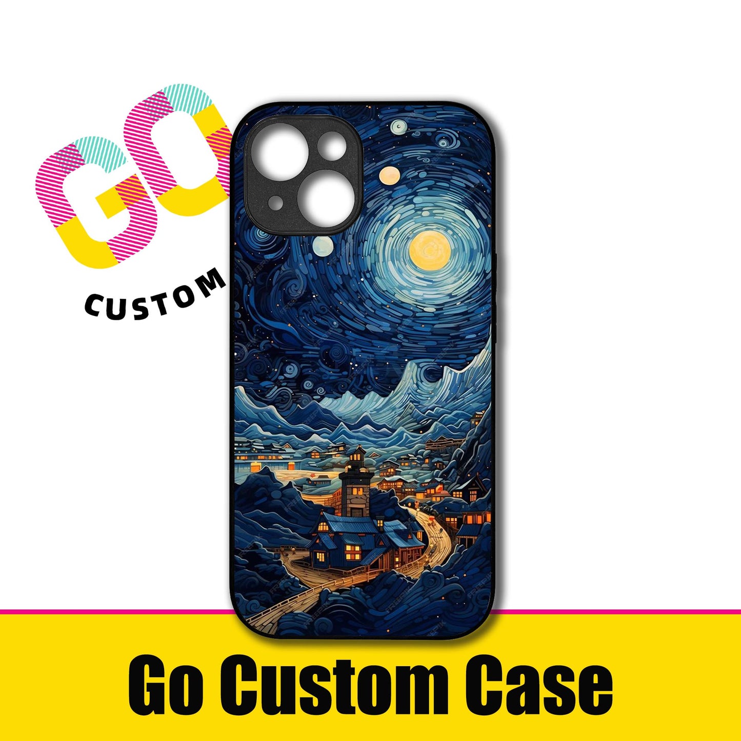 Starry Night Van Gogh Style Mountain Town Phone Case - Customizable for iPhone 17/16/15/14/13/12/11/Samsung S25/24/23 | Artistic Protective Cover (473104)