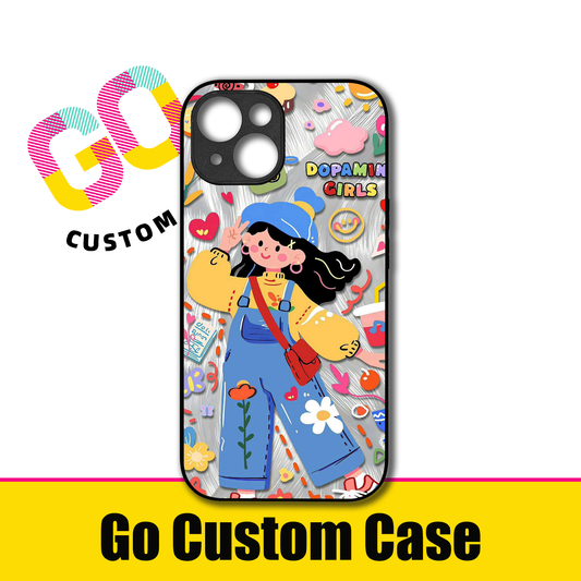 Dopamine Girls Colorful Illustration Phone Case - Customizable for iPhone 17/16/15/14/13/12/11/Samsung S25/24/23 | Cute Cartoon Protective Cover（592601）