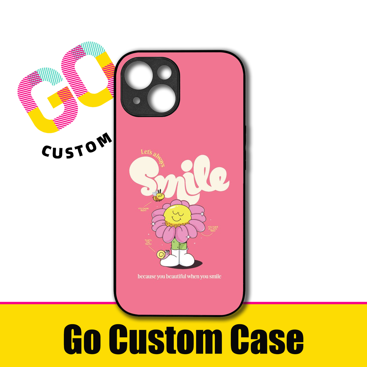 "Let's Always Smile" Cute Daisy Character Phone Case