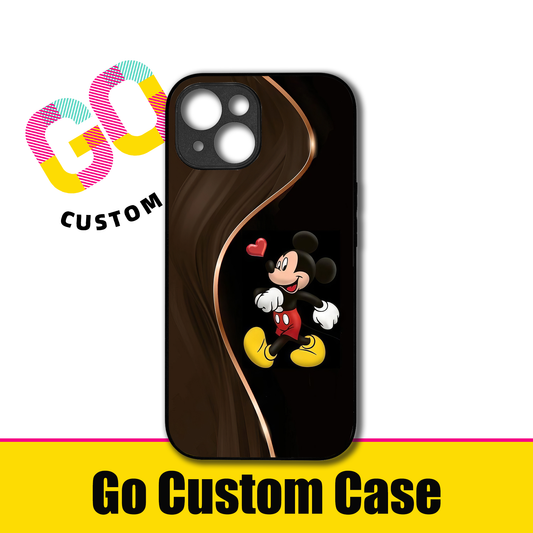 Mickey Mouse Red Heart Metallic Wave Black Phone Case