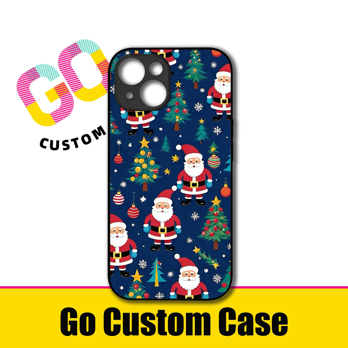Navy Blue Santa & Christmas Tree Phone Case