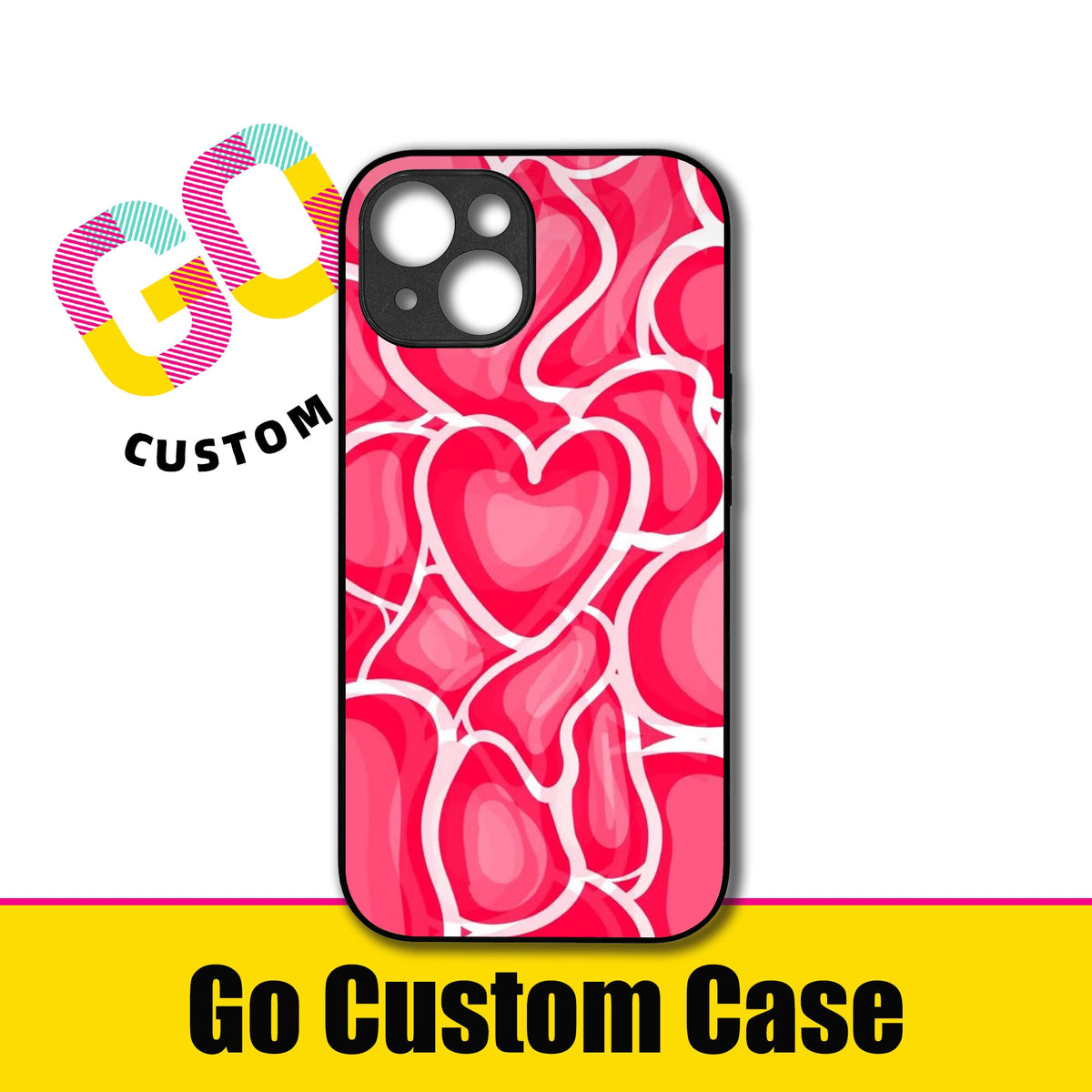 Pink Glossy Heart Pattern Phone Case