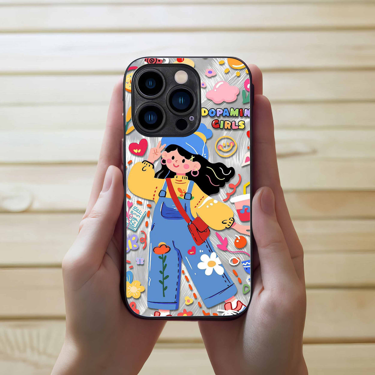 Dopamine Girls Colorful Illustration Phone Case - Customizable for iPhone 17/16/15/14/13/12/11/Samsung S25/24/23 | Cute Cartoon Protective Cover（592601）